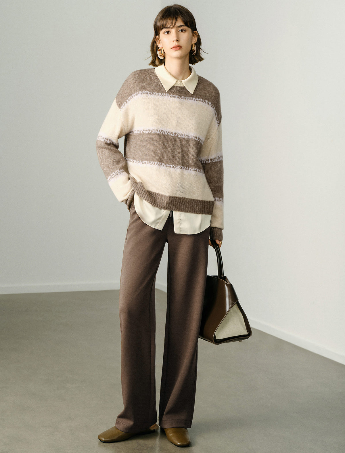 Striped Crewneck Relaxed Straight-Fit Sweater