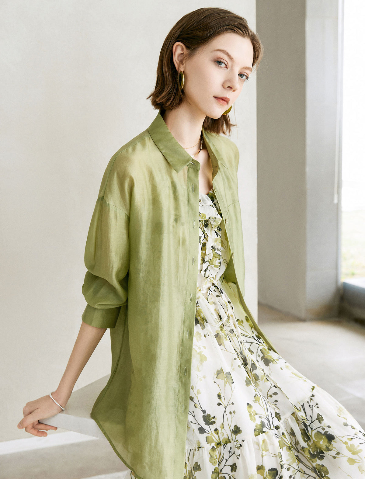 Sheer Button Up Shirt