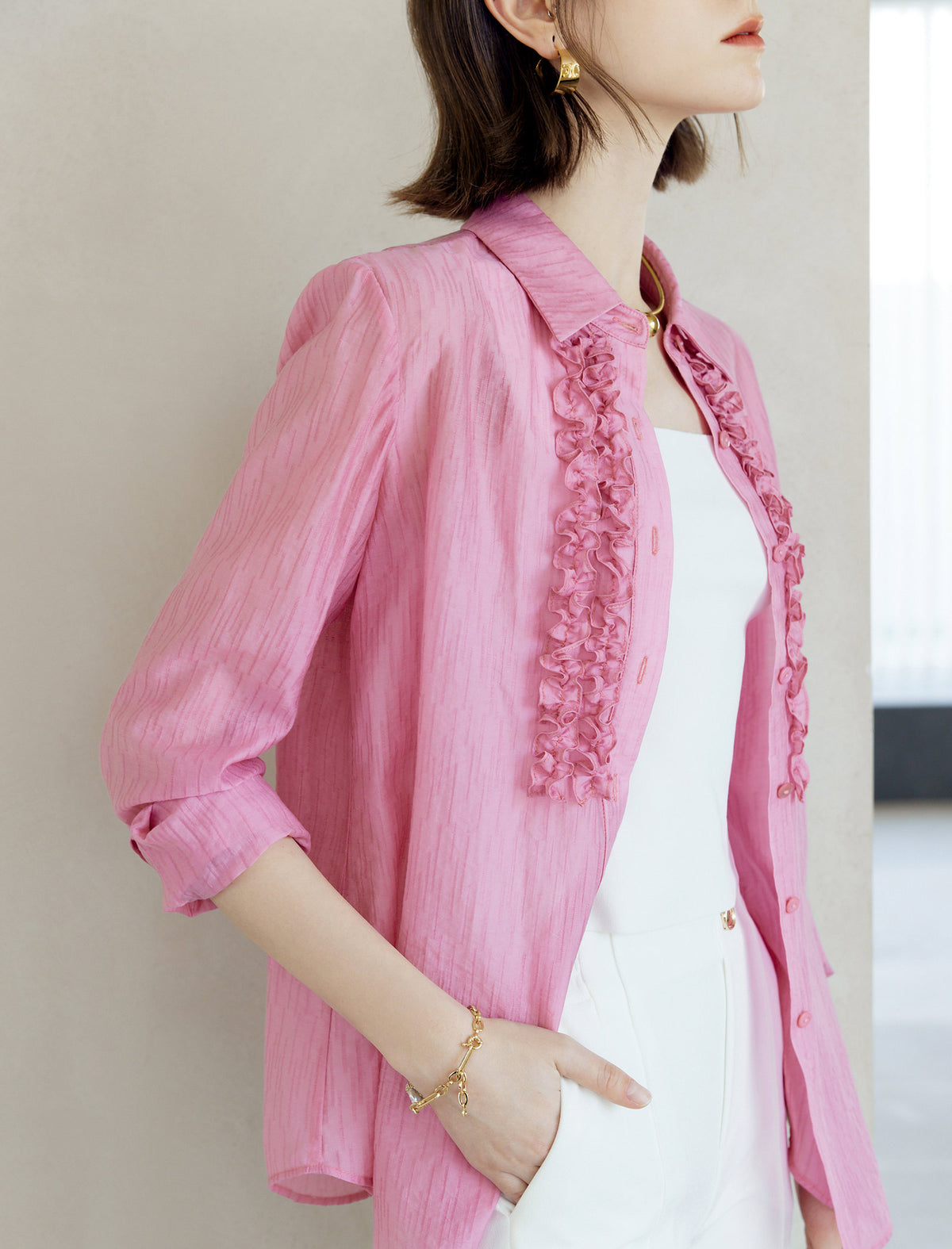 Tencel Casual Loose Turn-Down Collar Shirt