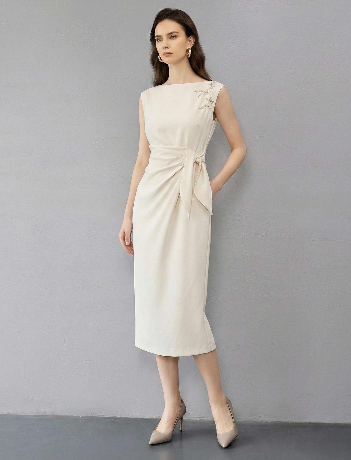 Textured Acetate Hand-Embroidered Dress