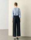 High Waisted Linen Blend Pleated Wide Leg Pants