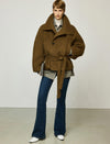 Wool-Alpaca Blend Belted Short Coat