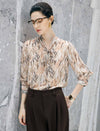 Floral Print Tie Neck Long Sleeve Blouse