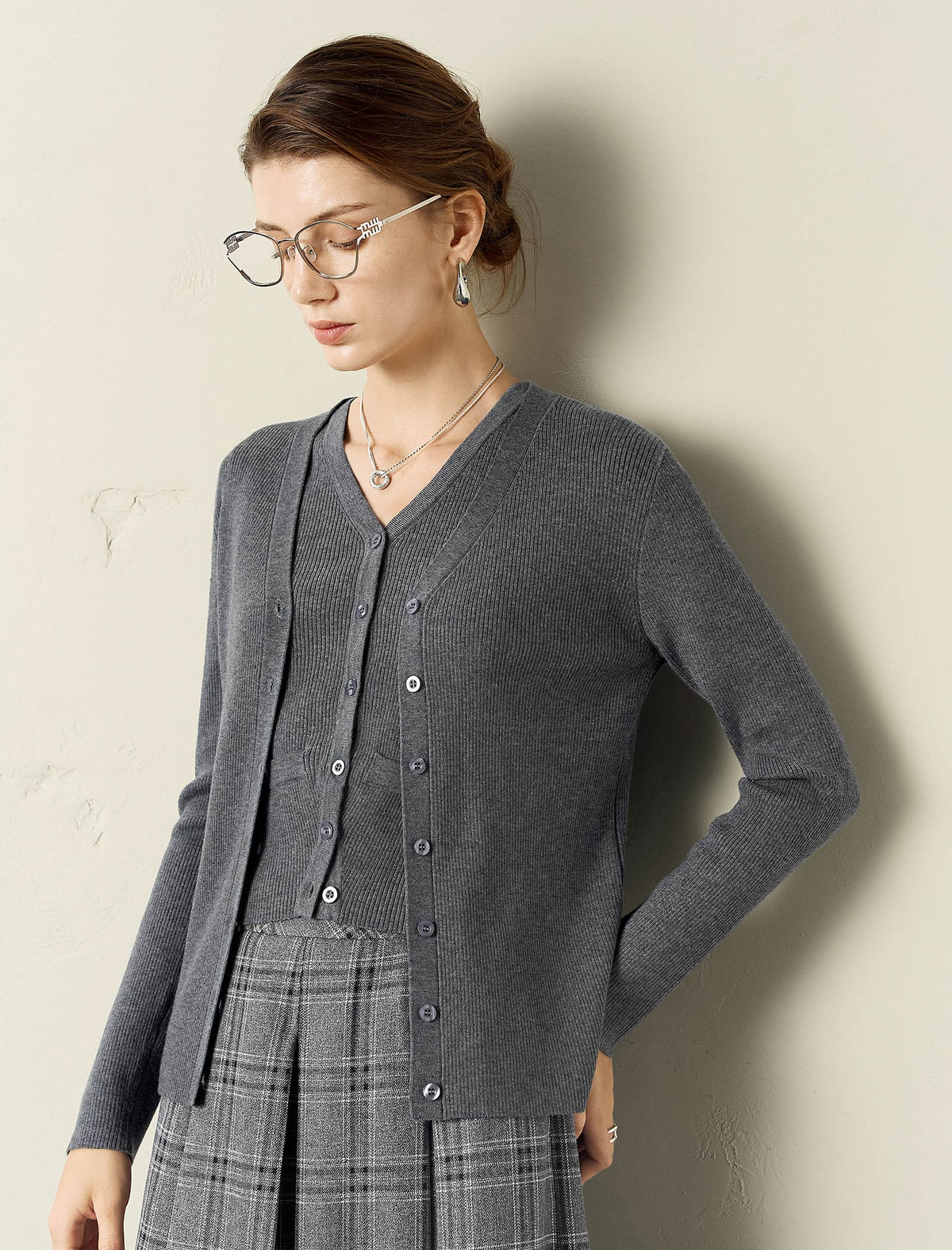 Knit Cardigan and Vest Two-Piece Set