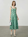 Sage Green Floral Lace Square Neck Cami Midi Dress