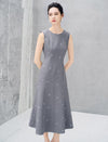 Bow Embroidery Sleeveless Midi Dress
