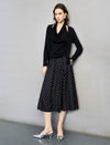 Polka Dot A-Line Midi Skirt