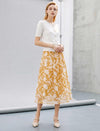 Yellow Gardenia Burnout Floral Midi Skirt