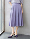 Lavender High Waist Pleated Satin Midi Skirt