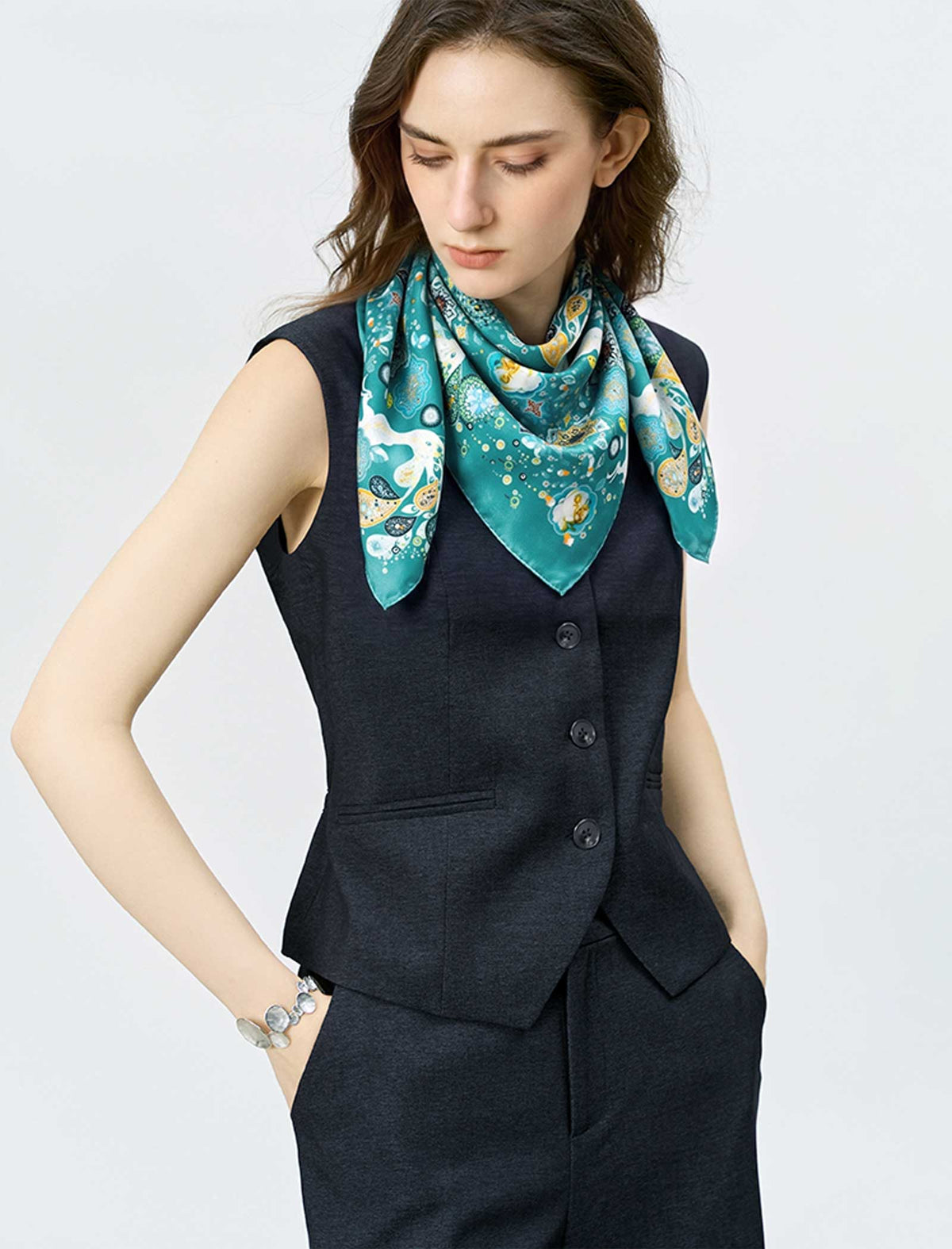 Provence Plume 100% Mulberry Silk Square Scarf