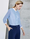 Blue Geometric Print Blouse