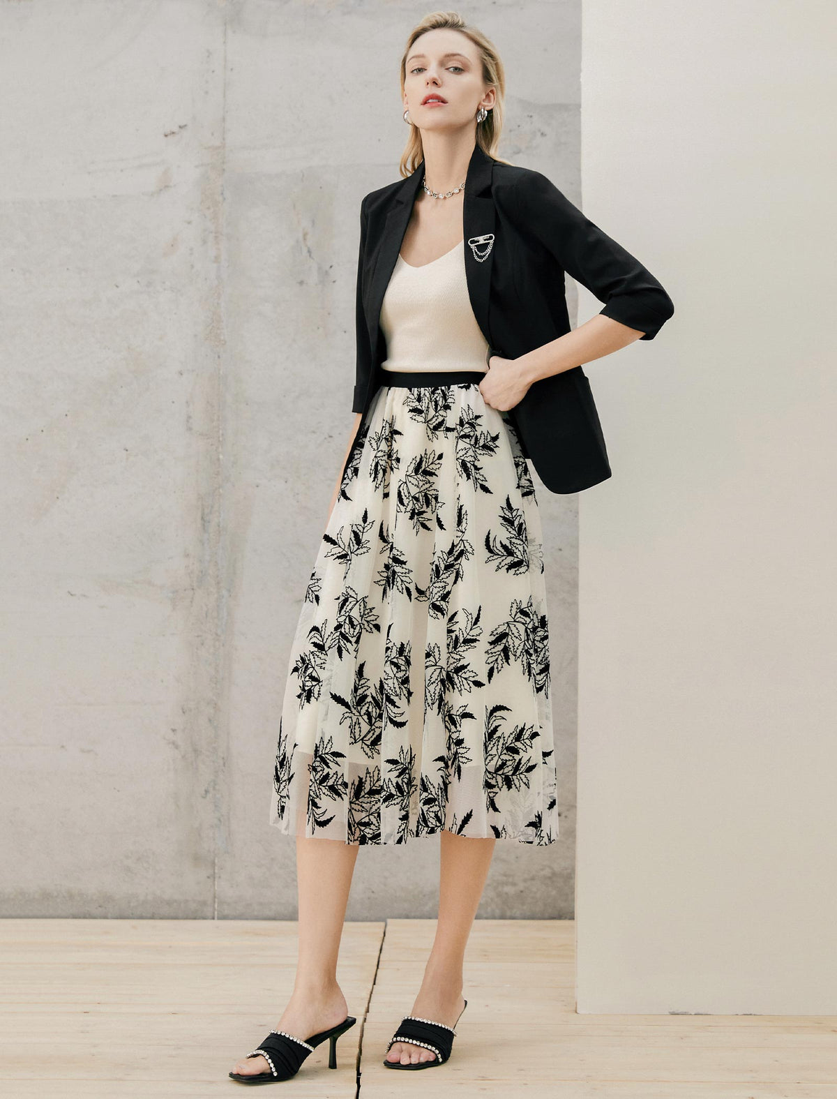 Floral Print A-Line Skirt