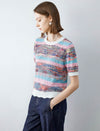 Multicolor Striped Short-Sleeve Knit Top