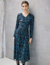 Floral Print V-Neck Long Sleeve Fitted Dress