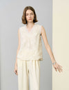 Cream Lace V-Neck Sleeveless Top