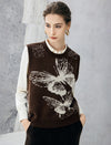 Wool Blend Jacquard Crewneck Sleeveless Knit Vest
