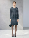 Plaid Long Sleeve Sheath Midi Dress