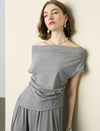 Off-the-Shoulder Draped Knit Top