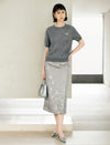 Wool Blend Pearl Brooch Short Sleeve Sweater