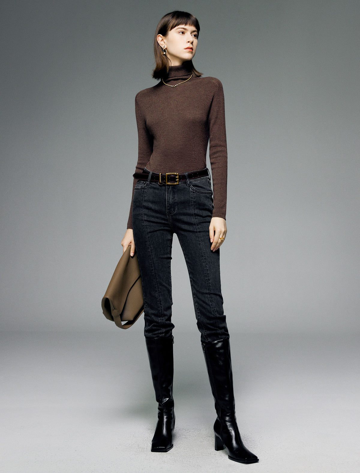 Wool Blend Turtleneck Top