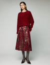 Wool and Mulberry Silk Blend Sequin Crewneck Relaxed Sweater