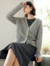 Wool Blend Sequin Cable Knit Cardigan