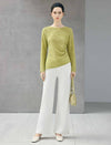 Textured Round Neck Long Sleeve Knit Top