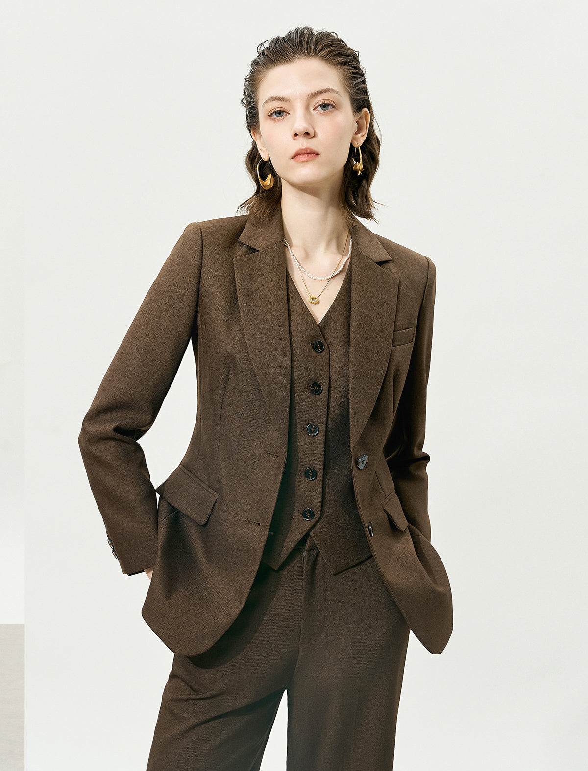 Solid Color Classic Suit Jacket