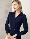 Navy Double-Breasted Shirt Dress