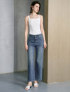 High Waist Stretch Straight Leg Ankle Length Jeans