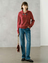 Toggle Collar Textured Knit Sweater