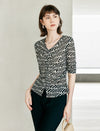 Black And White Abstract Print Knit Top
