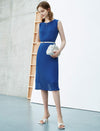 Royal Blue Pleated Sleeveless Midi Dress