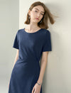 Side Twist Short Sleeve Midi Dress