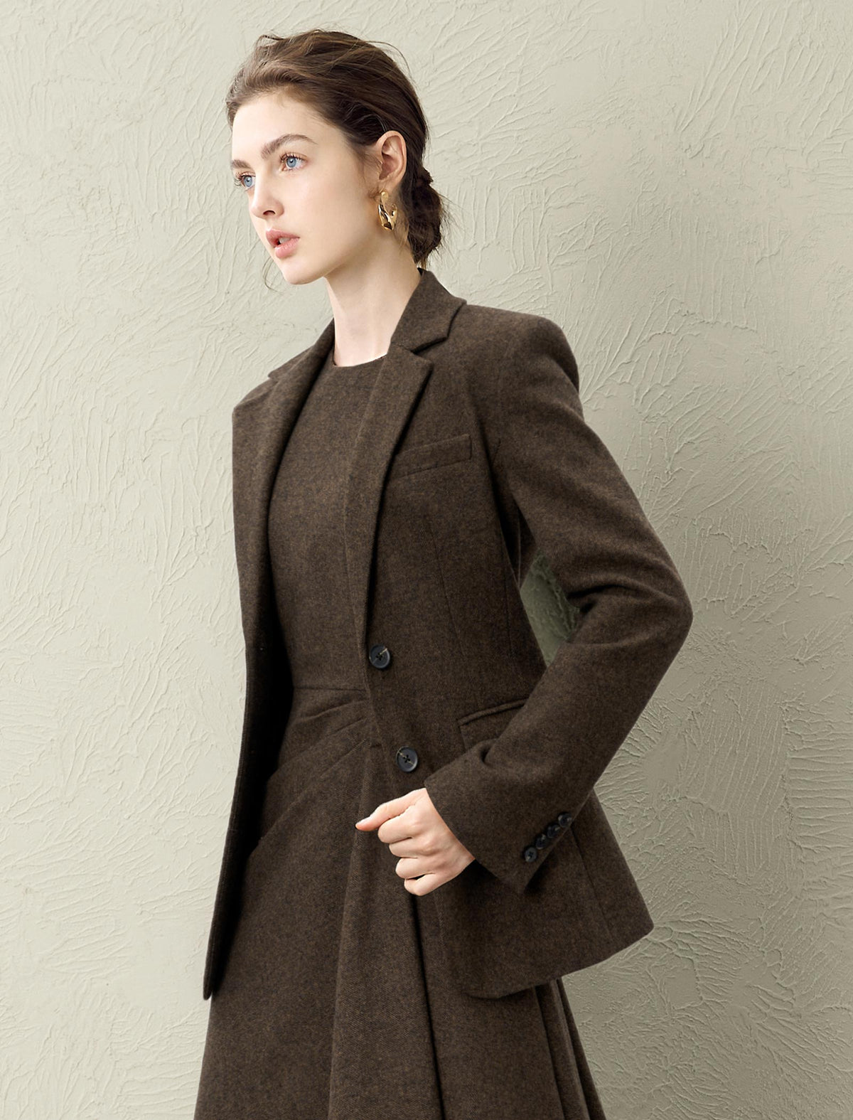 Brown Wool-Blend Blazer