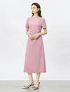 Dusty Pink Side Ruched Short Sleeve Midi Dress