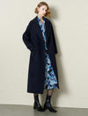 Navy Wool-Cashmere Blend Self-Tie Coat