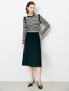Striped Contrast-Panel Long-Sleeve Knit Top