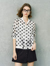 Tencel Linen Blend Polka Dot Sheer Bomber Jacket