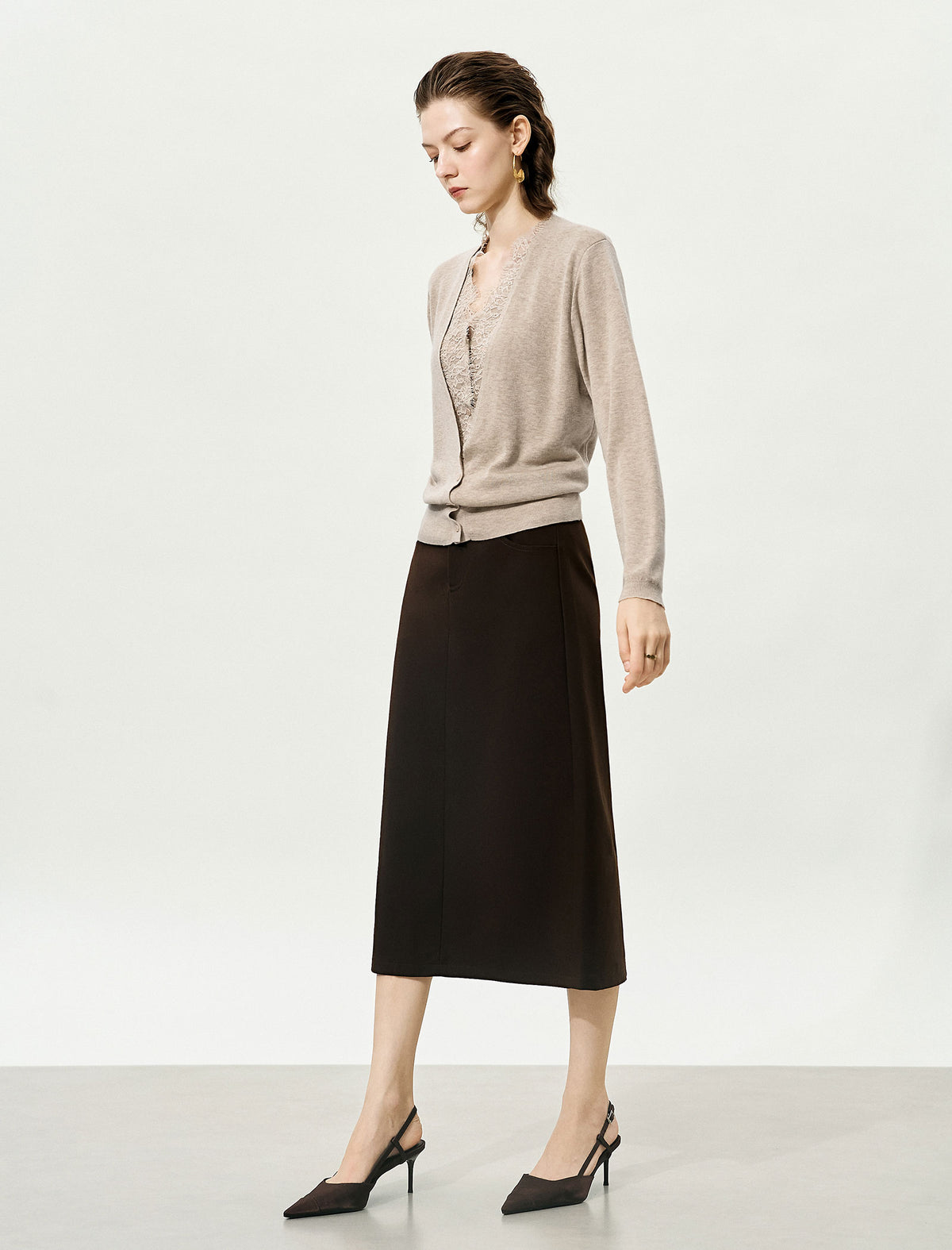 V-Neck Lace Detail Cardigan