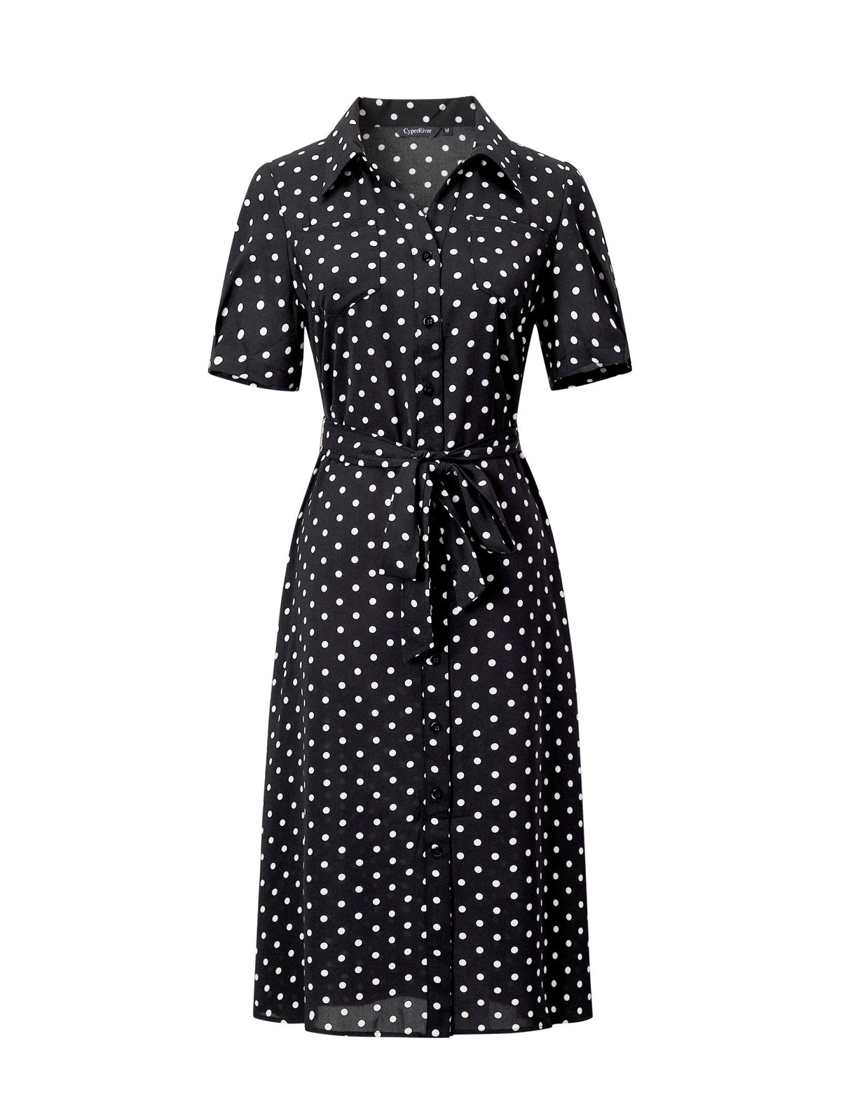 Black Polka Dot Shirt Dress