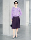 Floral Embroidered Crew Neck Knit Cardigan