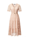 Lace V-Neck Flared Midi Dress