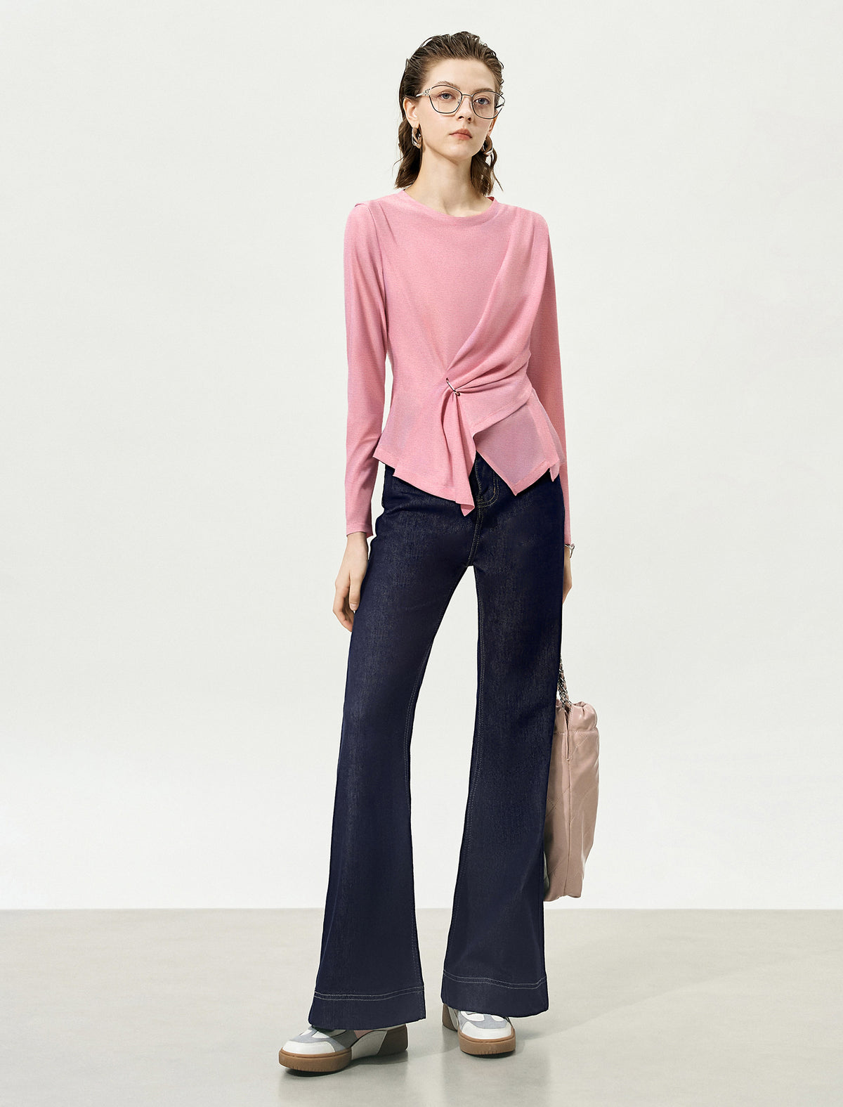 Twist Waist Long Sleeve Blouse