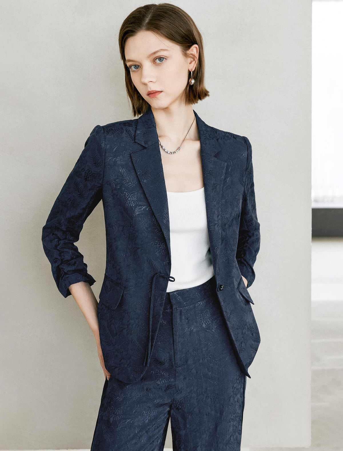Navy Blue Textured Blazer