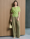 Lime Green Textured Wrap Knit Top