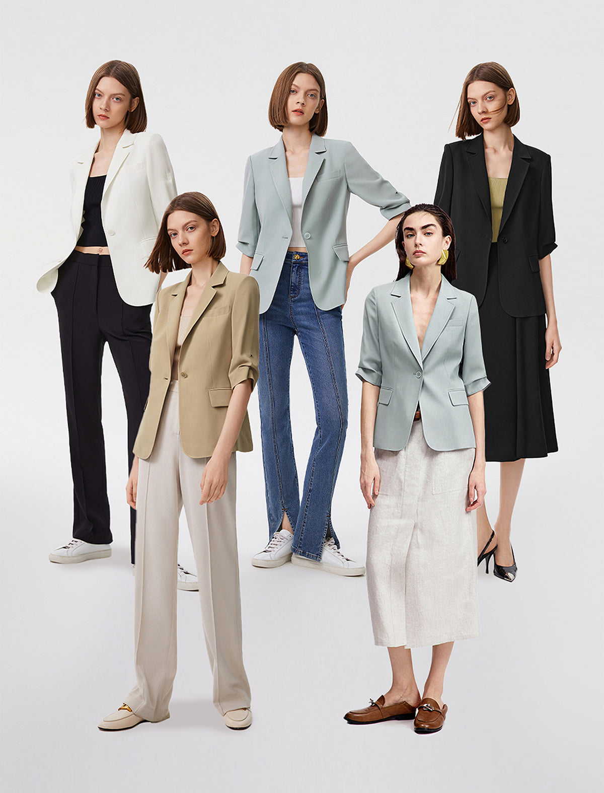 Lightweight Ruched Sleeve Blazer