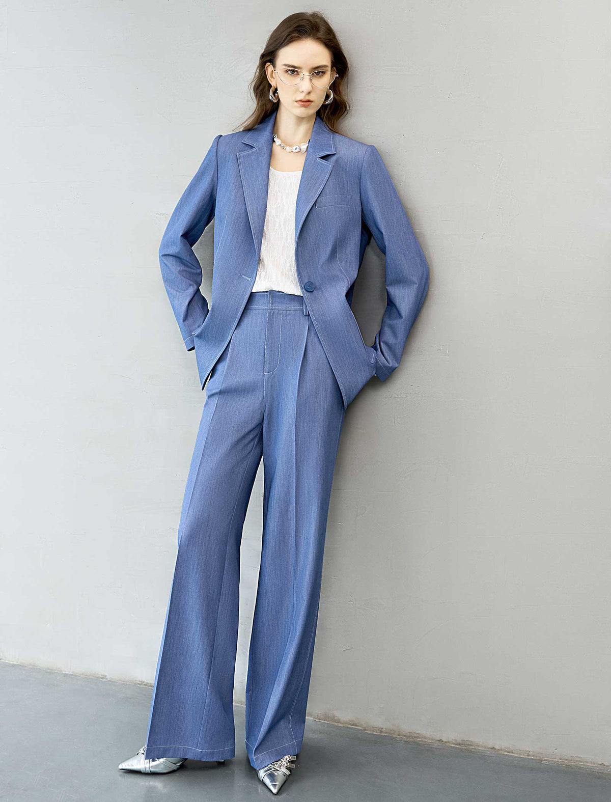 Light Blue Wide Leg Pants