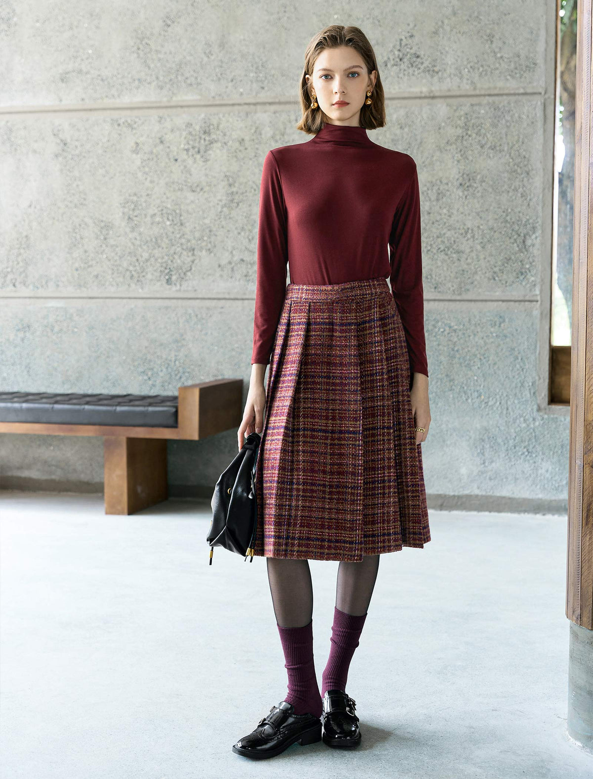 Slim Fit Mock Neck Long Sleeve Knit top