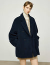 Wool-Cashmere Blend Double-Breasted Short Coat